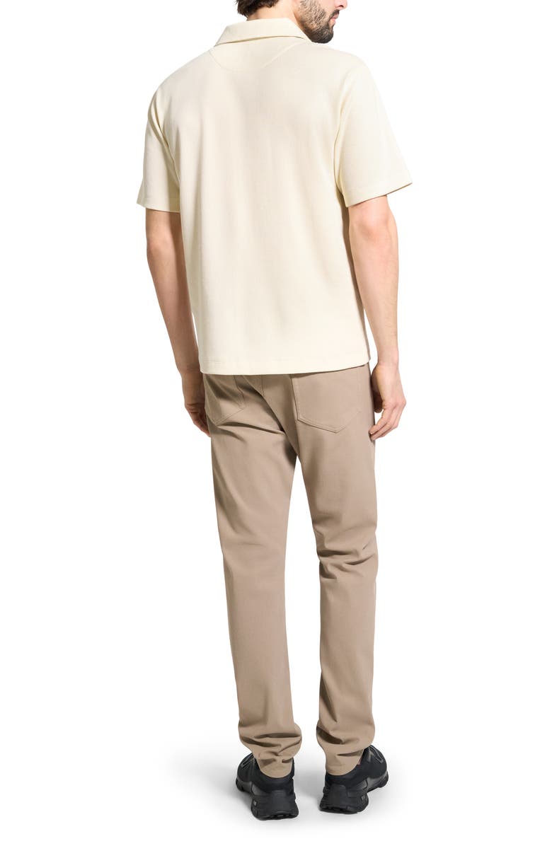 Theory Johnny Collar Ribbed Cotton Polo, Alternate, color, Oat Milk