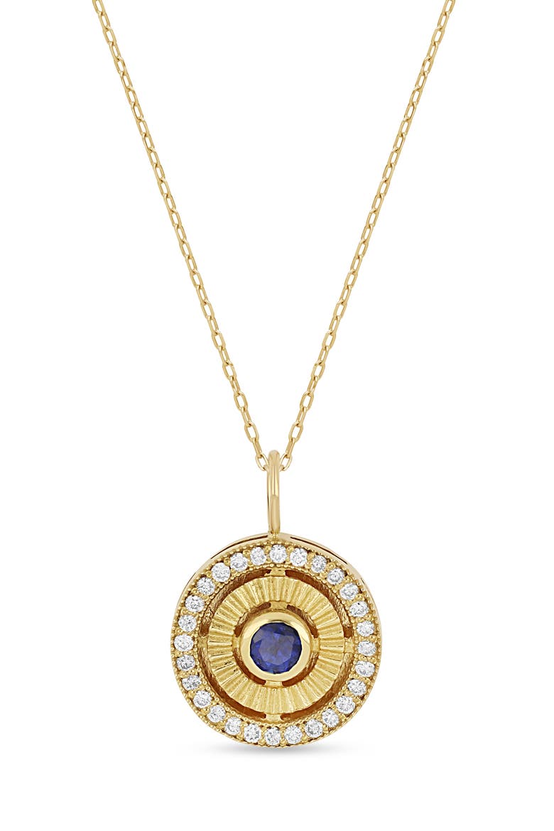 18K El Mar Gemstone & Diamond Circle Pendant Necklace (Online Trunk Show), Main, color, 18K YG/ DIAMOND/ SAPPHIRE