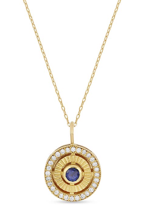 18K El Mar Gemstone & Diamond Circle Pendant Necklace
