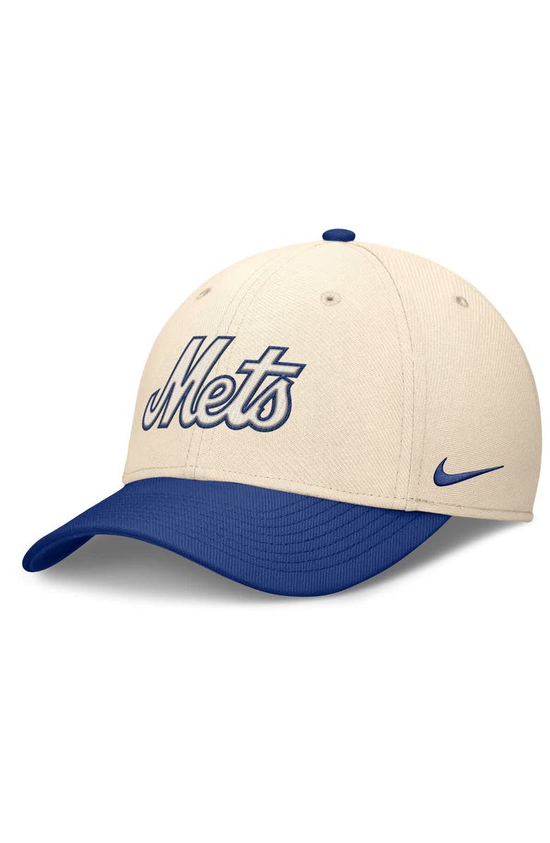 Nike Men's Nike Natural/Royal New York Mets Statement Rise Performance Flex Hat, Alternate, color, Natural