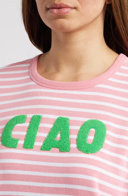 Caslonr Caslon(r) Ciao Stripe Appliqué Sweatshirt In Pink G- White Stripe