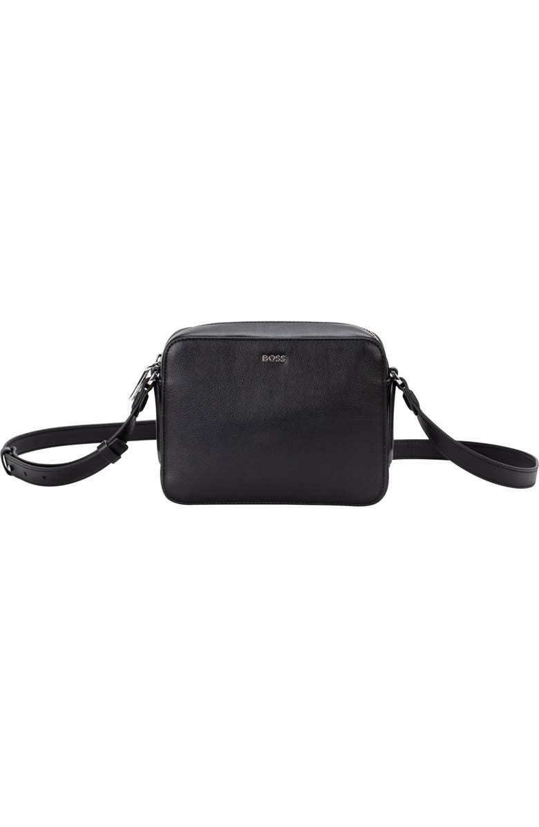 BOSS Liriel Faux Leather Crossbody Bag, Main, color, Black