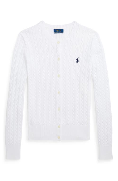 Polo Ralph Lauren Toddler Girls Cable-knit Cotton Cardigan In White