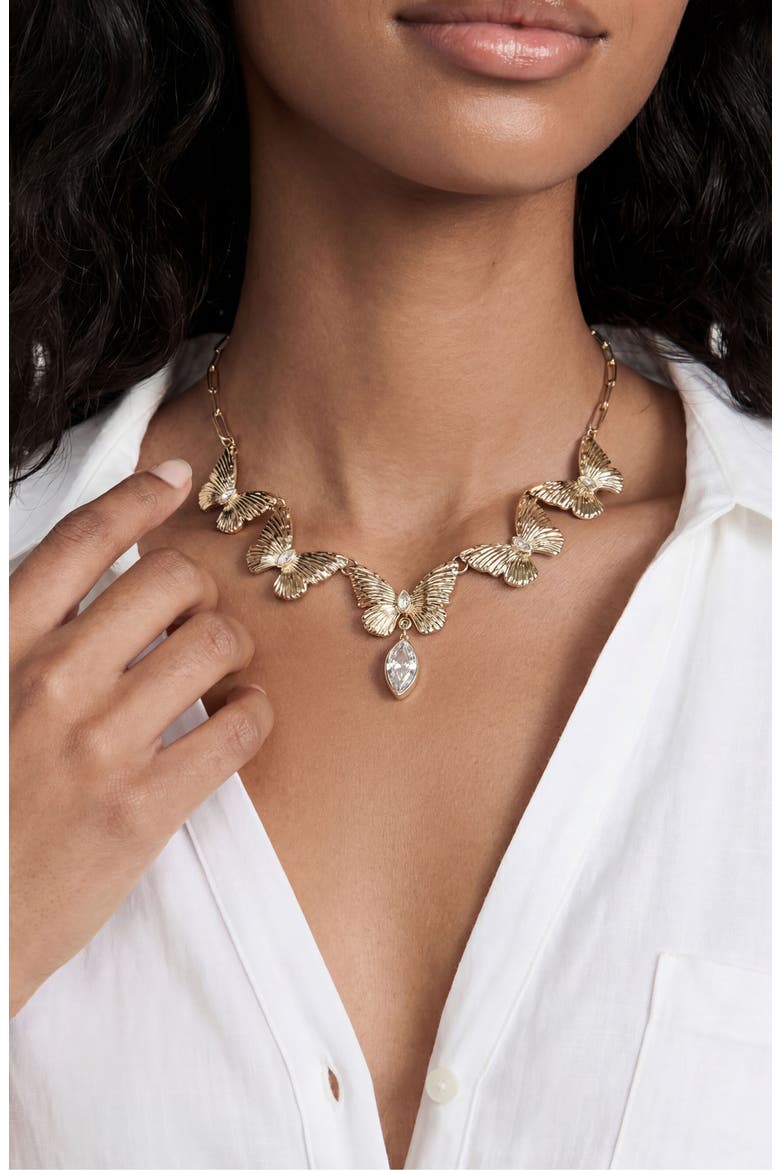 Crystal Butterfly Choker Necklace, Alternate, color, GOLD
