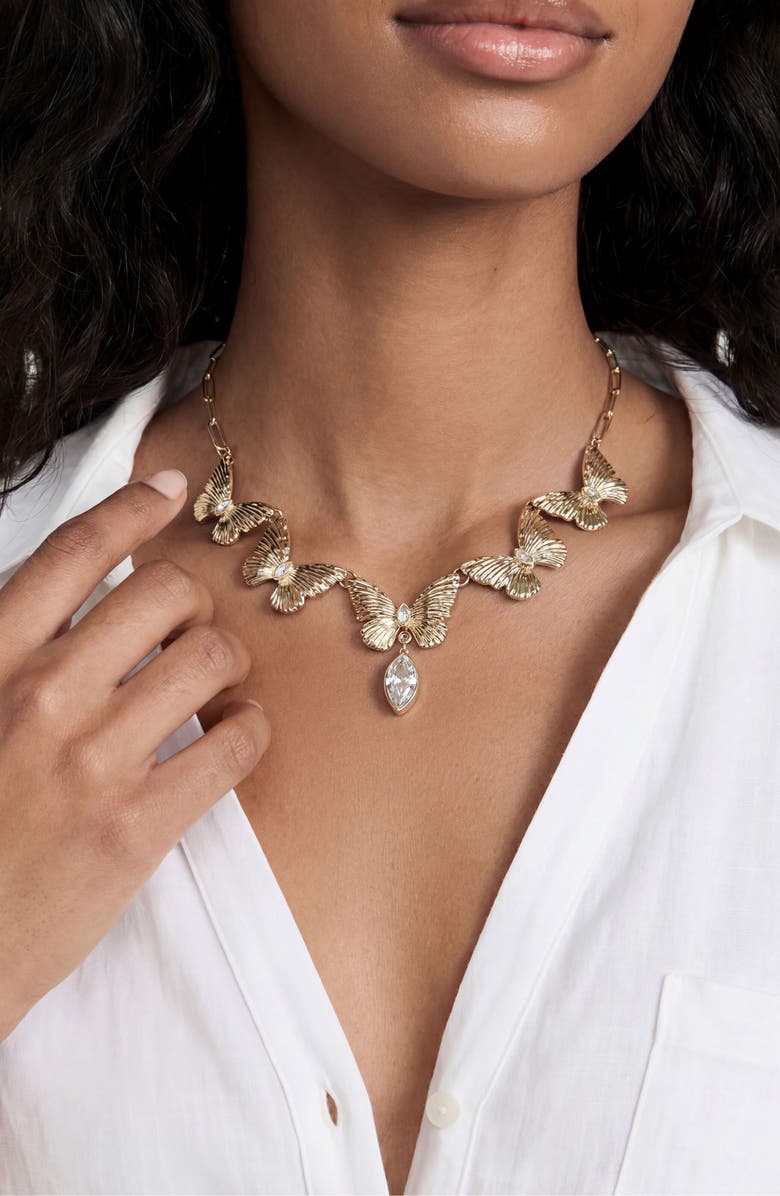 Ettika Crystal Butterfly Choker Necklace, Alternate, color, 