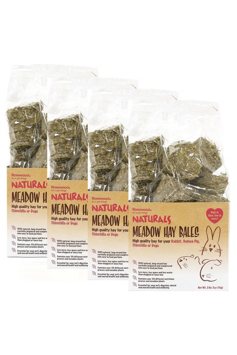 Meadow Hay Bales 4 Pack, Small Animal Treat, Main, color, Multicolored