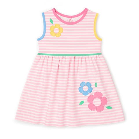 Stripe Knit Dress With Flowers (Toddler, Little Kid)