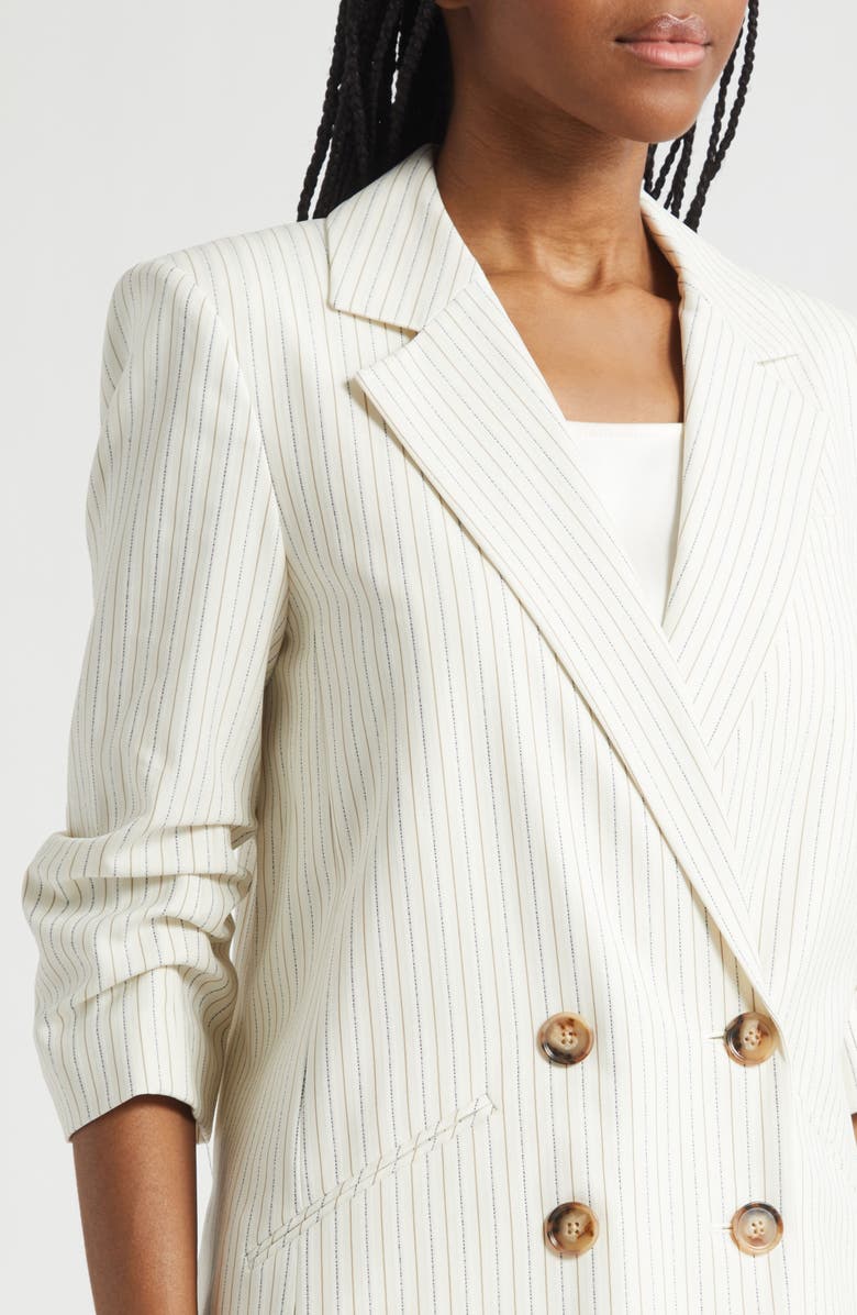 Veronica Beard Rupert Metallic Pinstripe Dickey Jacket, Alternate, color, Dove Multi