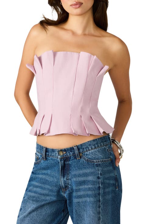 Luciella Pleated Strapless Peplum Top