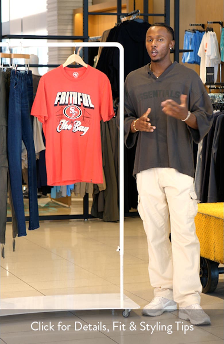 Men's '47 Scarlet San Francisco 49ers Faithful to the Bay Regional Franklin T-Shirt, sales video thumbnail