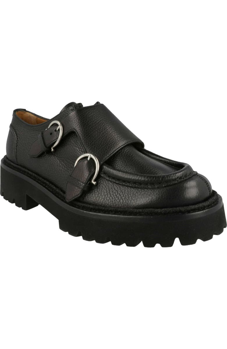 FERRAGAMO Gionny Monk Strap Shoe, Main, color, Black