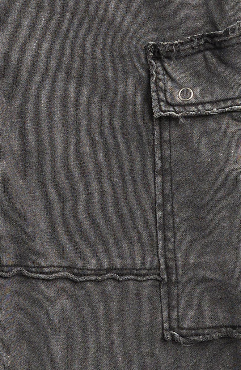 Tractr Kids' French Terry Wide Leg Cargo Pants, Alternate, color, Washed Black