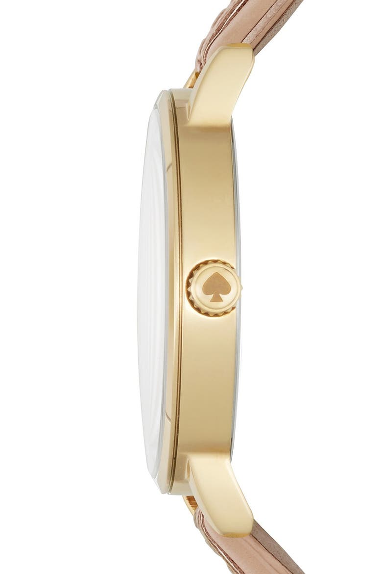 'metro' leather strap watch, 34mm, Alternate, color, VACHETTA/ VACHETTA