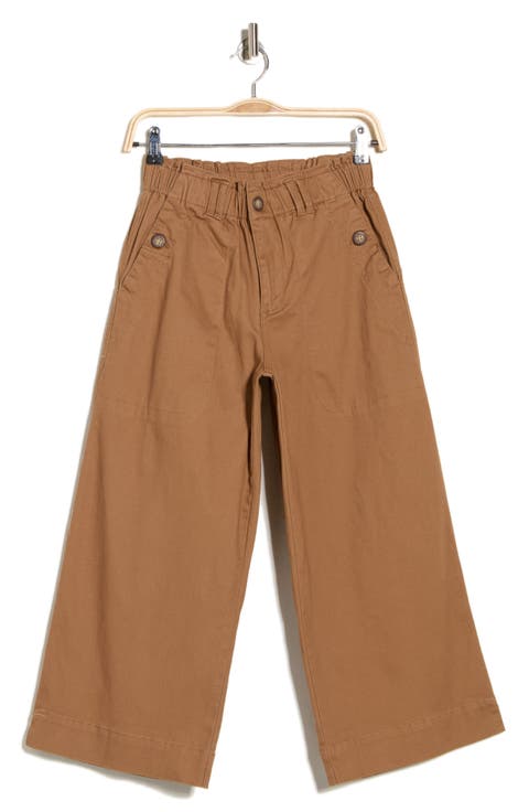 High Waist Crop Wide Leg Pants (Petite)