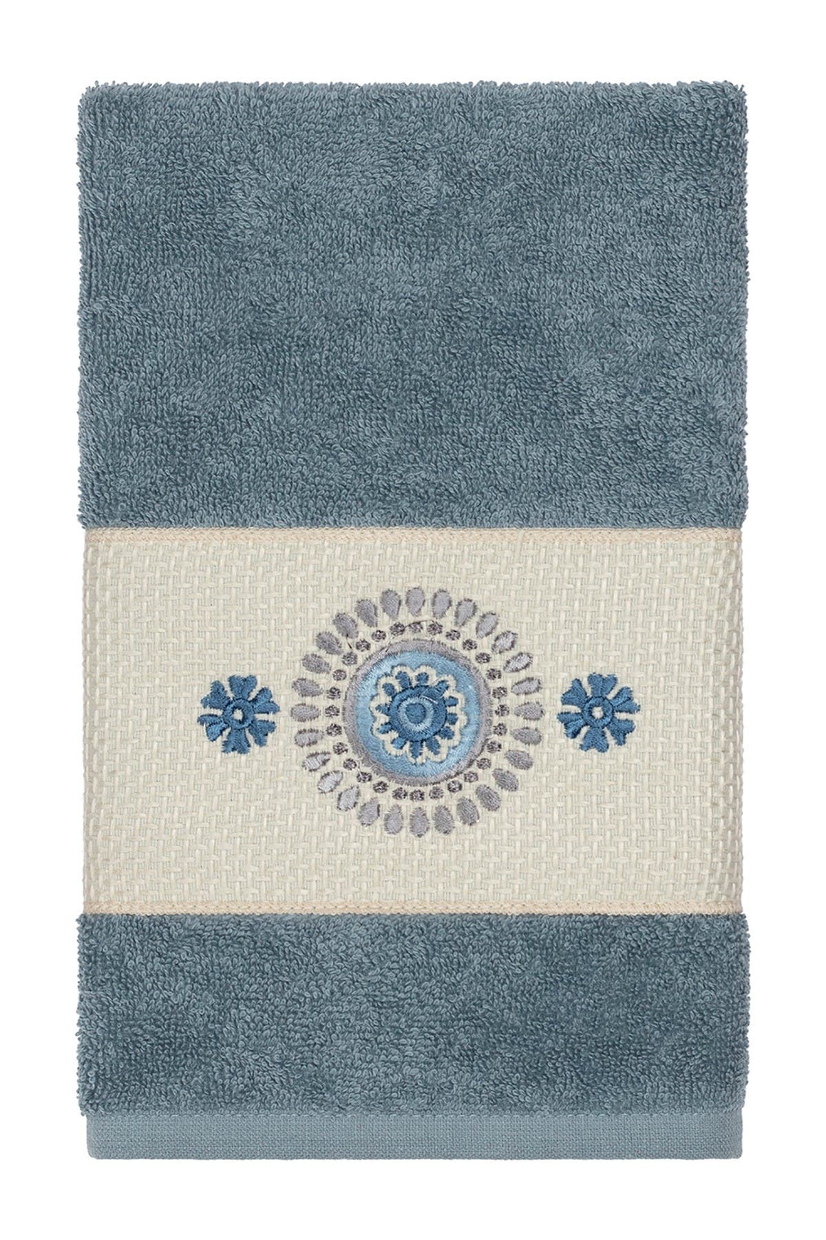 Linum Home Textiles Turkish Cotton Geometric Design Hand Towel - Teal