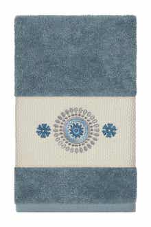 Linum Home Textiles Turkish Cotton Geometric Design Hand Towel - Teal