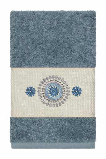 Turkish Cotton Geometric Design Hand Towel - Teal