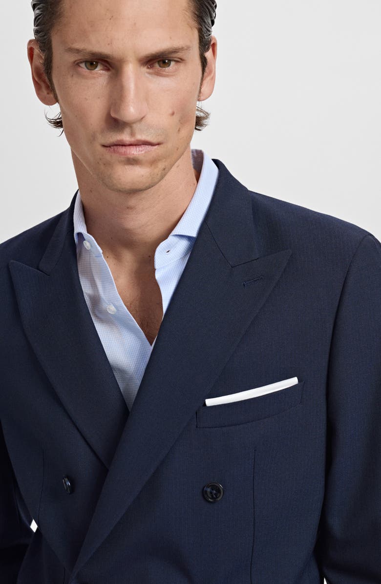 MANGO Slim Fit Double Breasted Blazer, Alternate, color, Navy