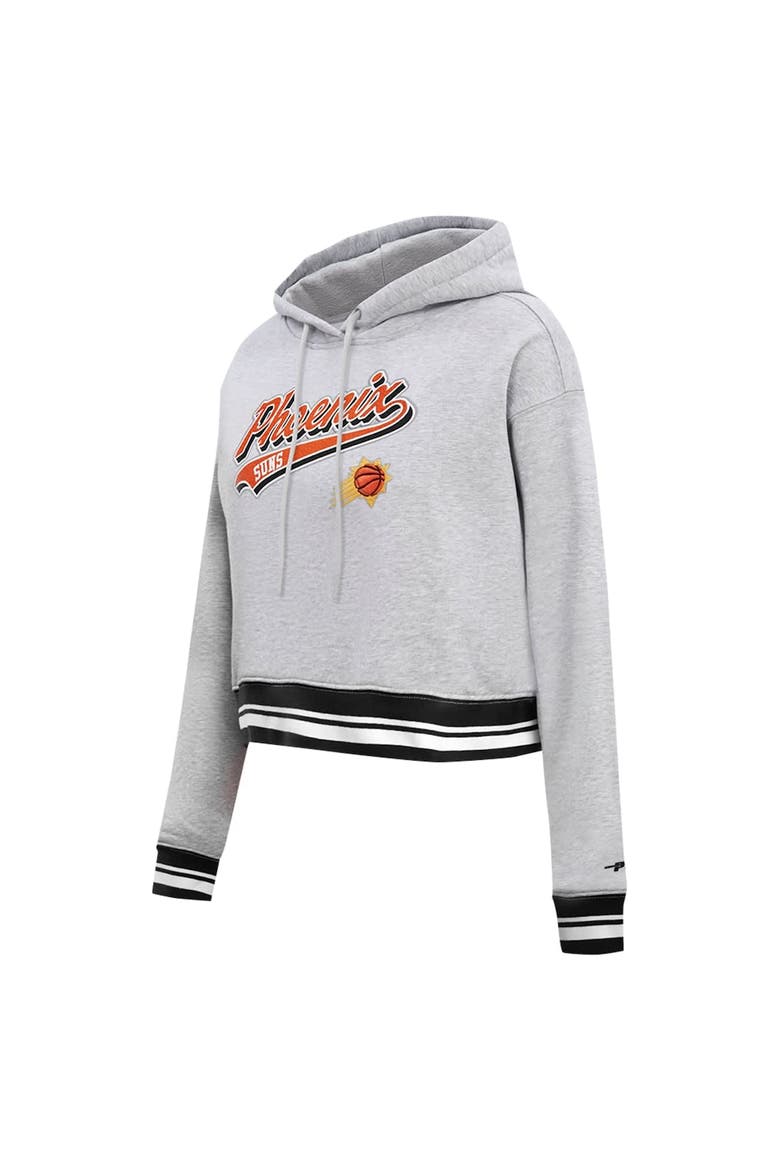 Women's Pro Standard Heather Gray Phoenix Suns Script Tail Cropped Pullover Hoodie, Alternate, color, Heather Gray