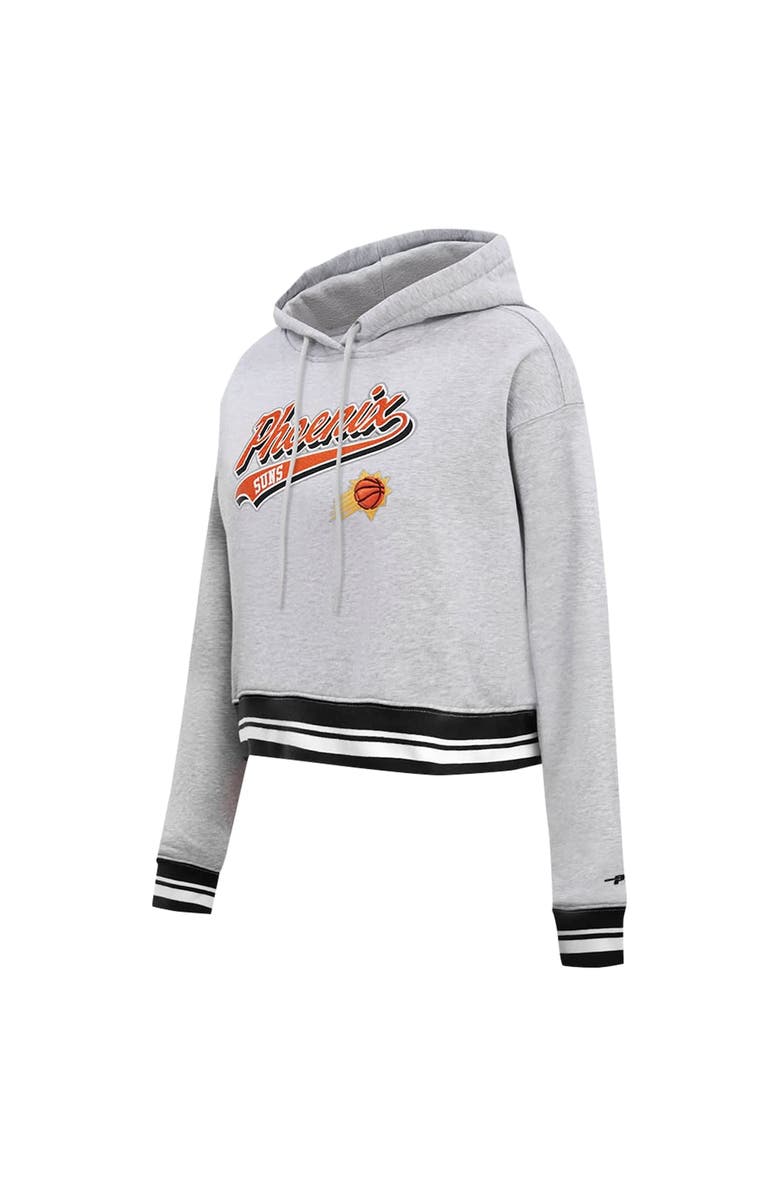 PRO STANDARD Women's Pro Standard Heather Gray Phoenix Suns Script Tail Cropped Pullover Hoodie, Alternate, color, Heather Gray