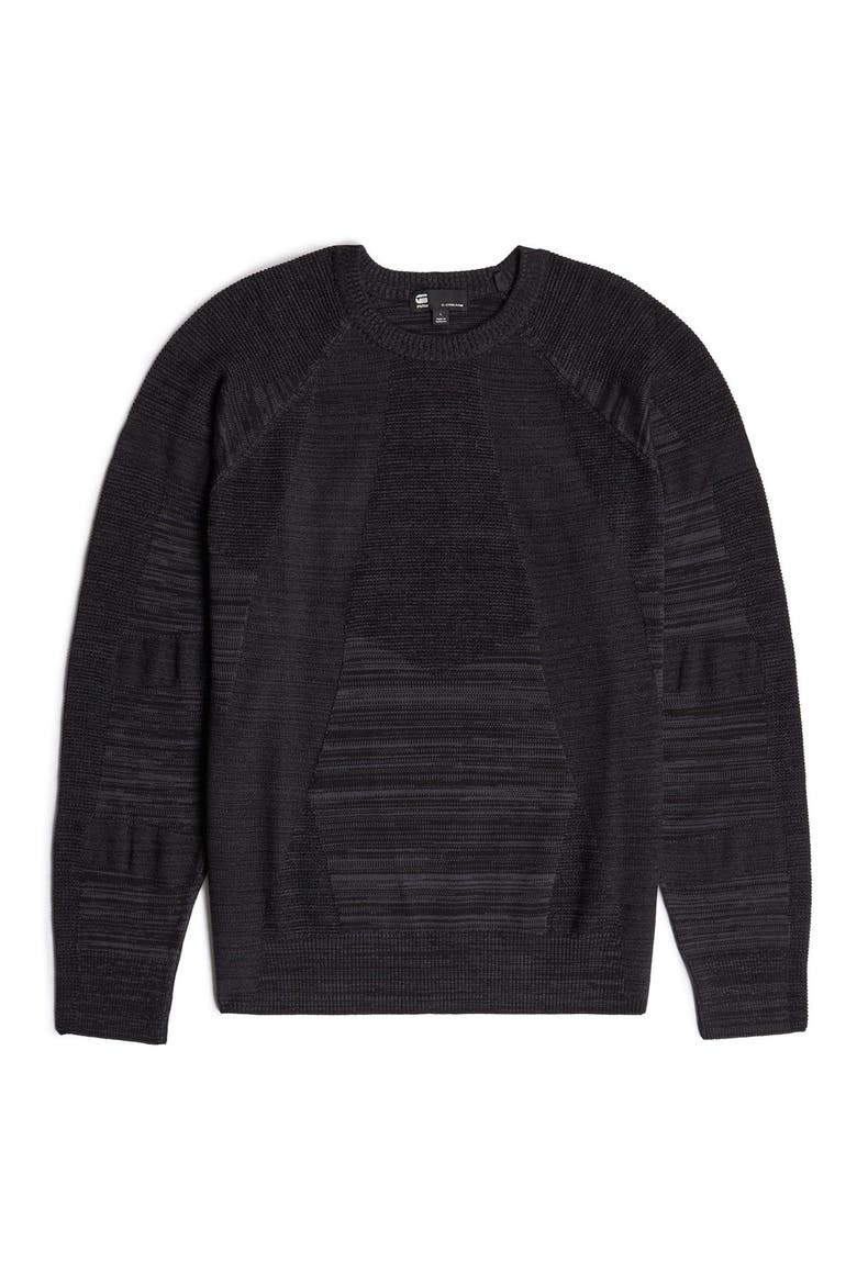 3D Biker Textureblock Crewneck Sweater, Alternate, color, DARK BLACK/ ASPHALT