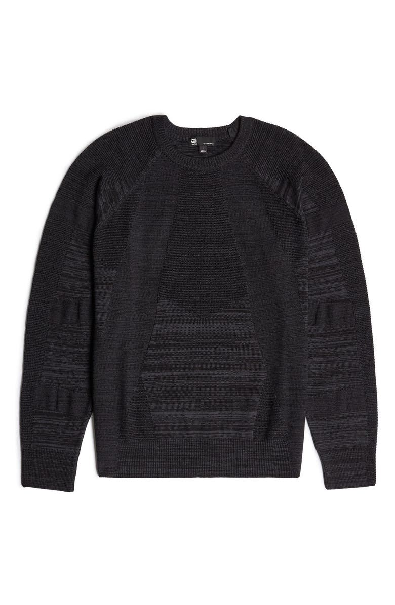 G-STAR 3D Biker Textureblock Crewneck Sweater, Alternate, color, Dark Black/ Asphalt