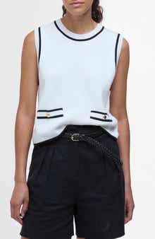 Barbour Amy Contrast Detail Sleeveless Cotton Sweater