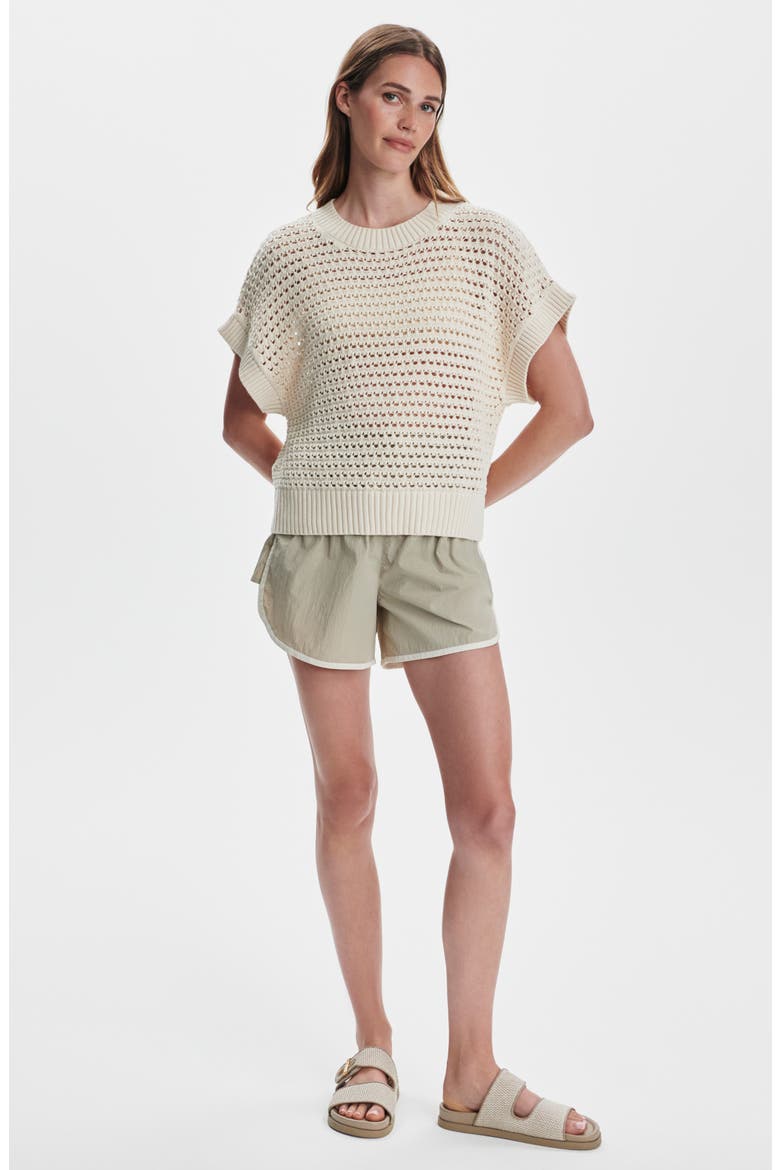 Julianna Open Knit Short Sleeve Sweater, Alternate, color, WHITECAP GREY
