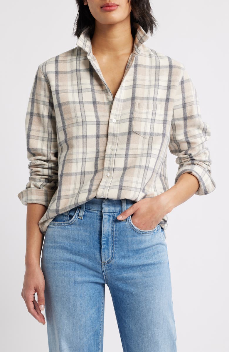 Frank & Eileen Eileen Relaxed Button-Up Shirt, Main, color, Cream/ Sand/ Grey Plaid