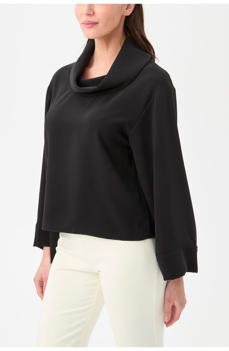 Trina Turk Staged Folded Neckline Top, Alternate, color, Black