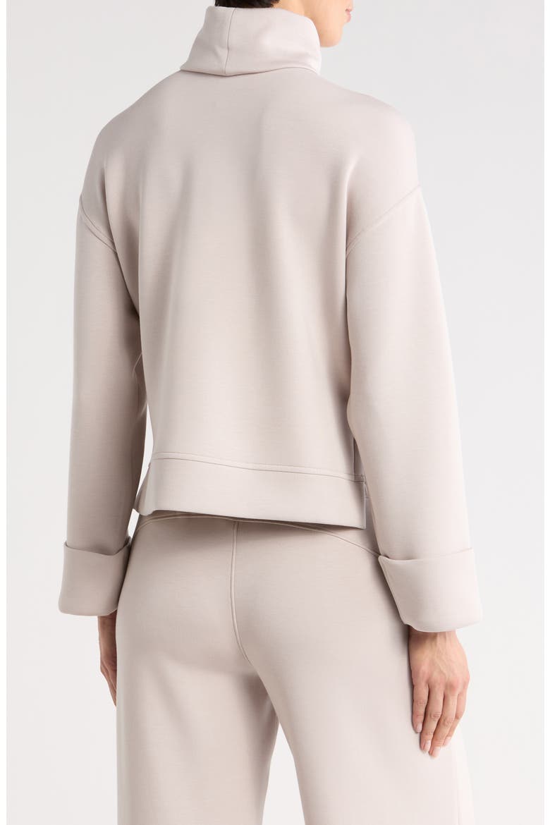 Cuffed Sleeve Crop Turtleneck Sweatshirt, Alternate, color, FRENCH GREY