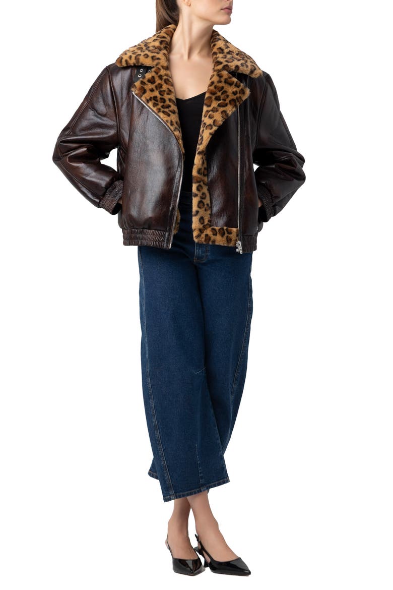 Faux Leather & Faux Shearling Moto Jacket, Alternate, color, WEEKEND WARRIOR