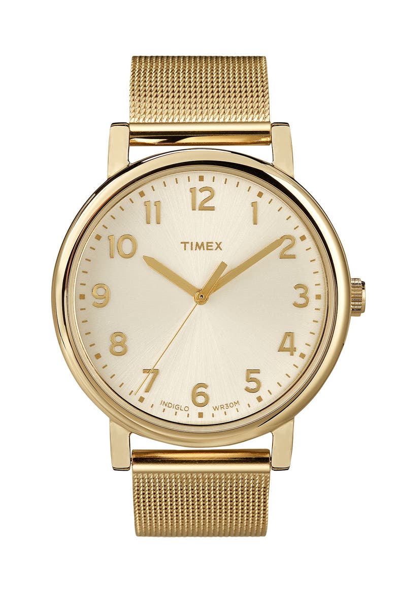 'Easy Reader' Mesh Bracelet Watch, 38mm, Main, color, GOLD