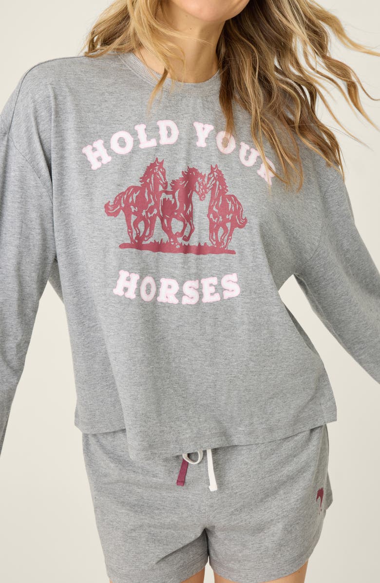 PJ Salvage Hold Your Horses Slub Jersey Short Pajamas, Alternate, color,