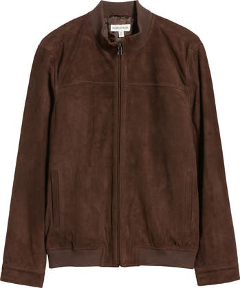 Nordstrom Men’s Shop 100% Suede Leather Brown hotsell Bomber Jacket XL