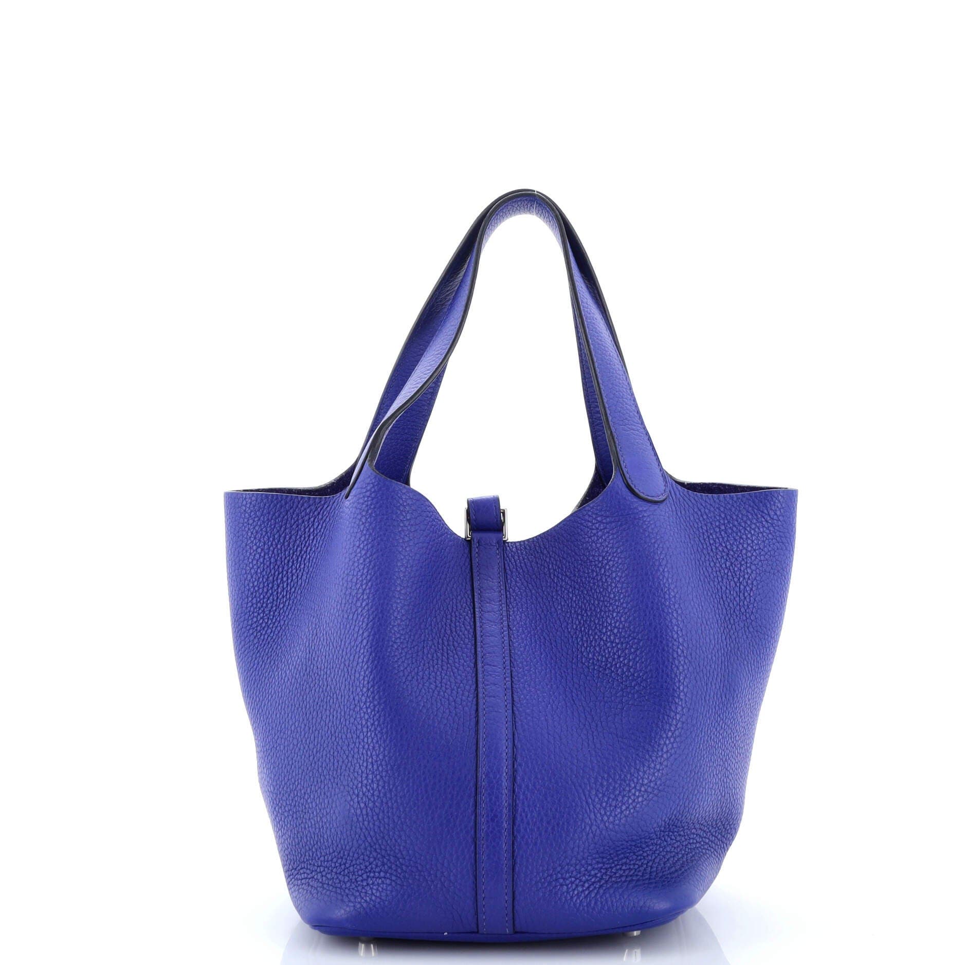 Pre-Owned Hermes Picotin Lock Bag Clemence MM, Alternate, color, Bleu Electrique