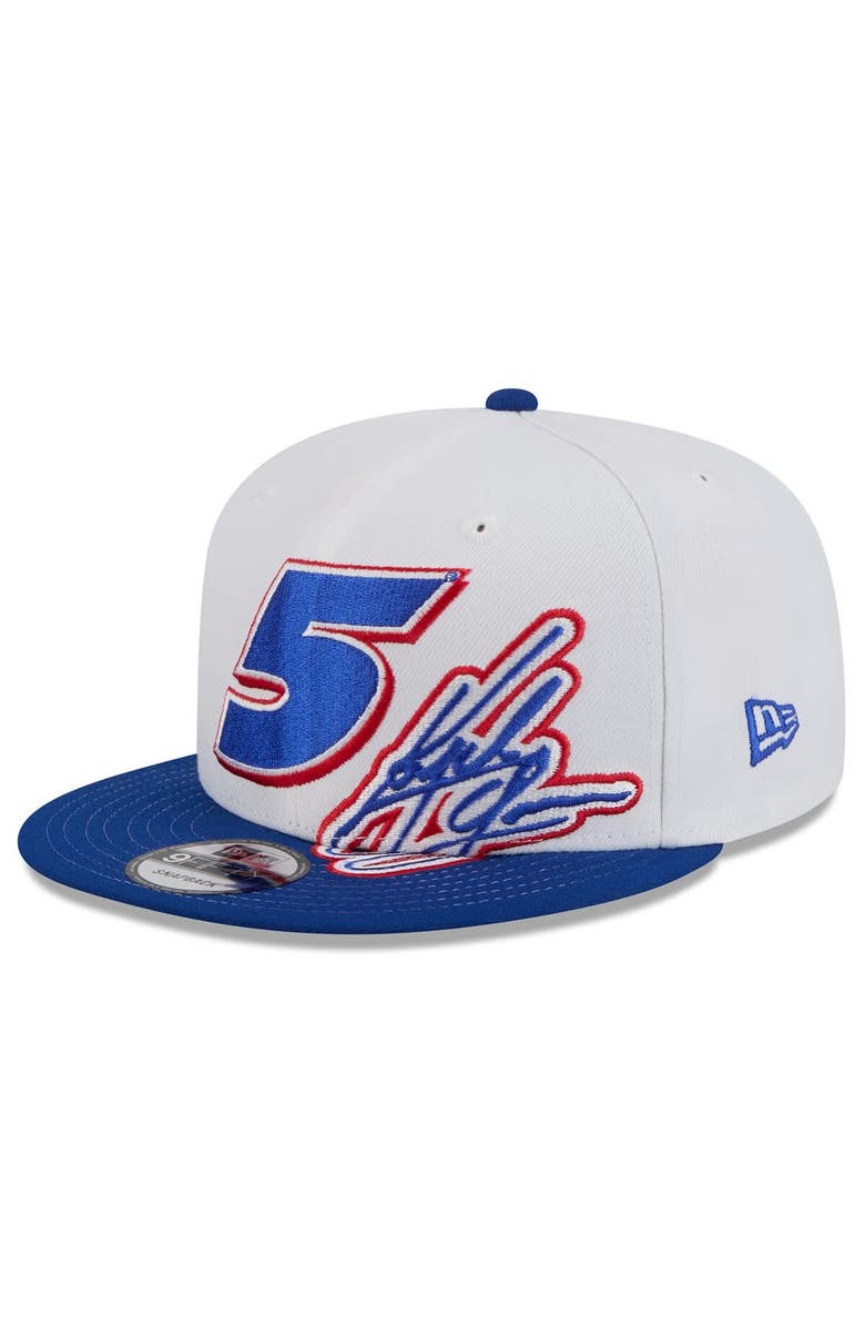 New Era Men's New Era White/Blue Kyle Larson  9FIFTY Snapback Hat, Main, color, White