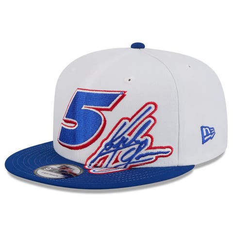 Men's New Era White/Blue Kyle Larson  9FIFTY Snapback Hat