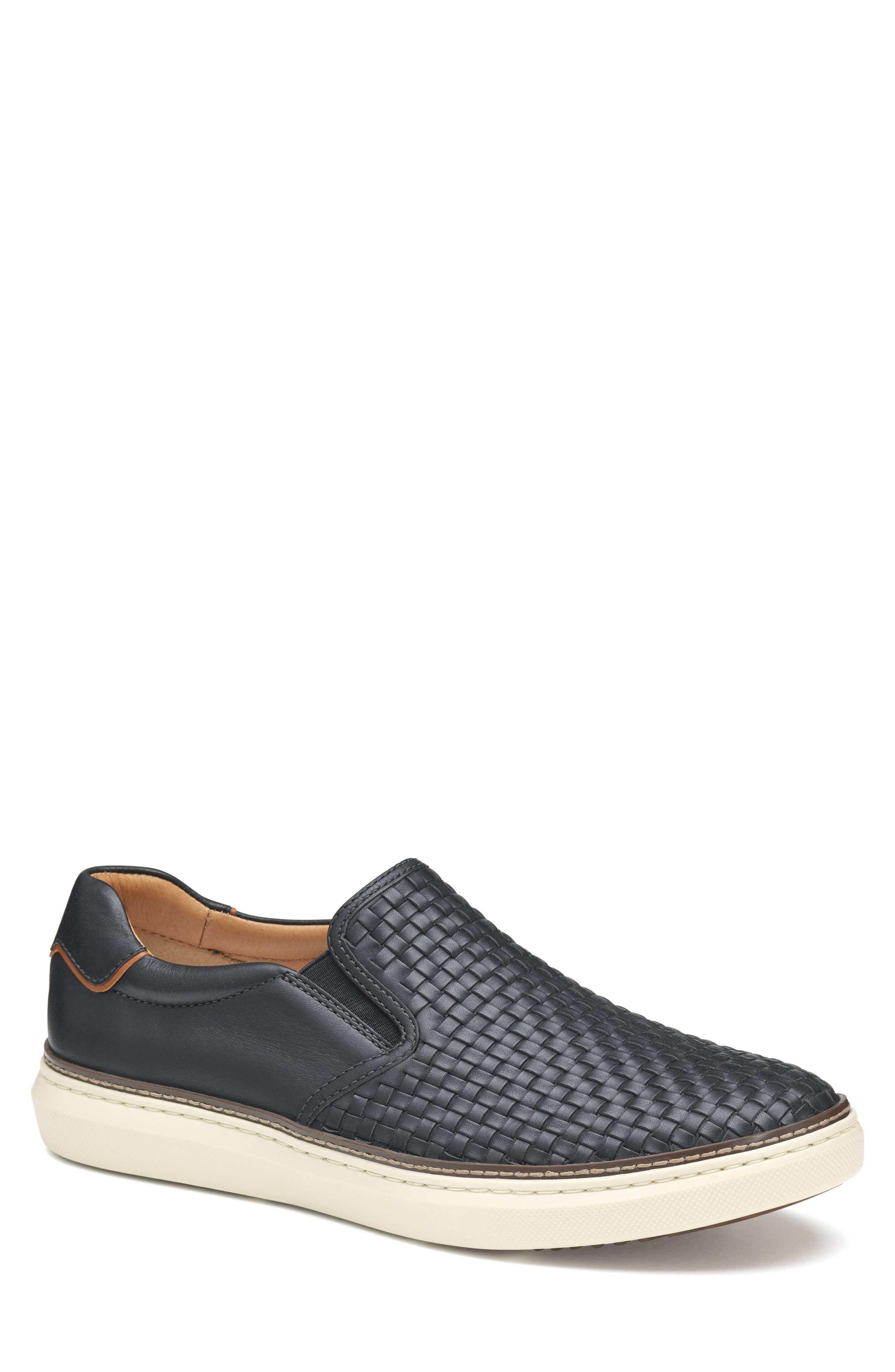 Johnston & Murphy McGuffey 2 Woven Slip-On Sneaker, Main, color, Black Woven Full Grain