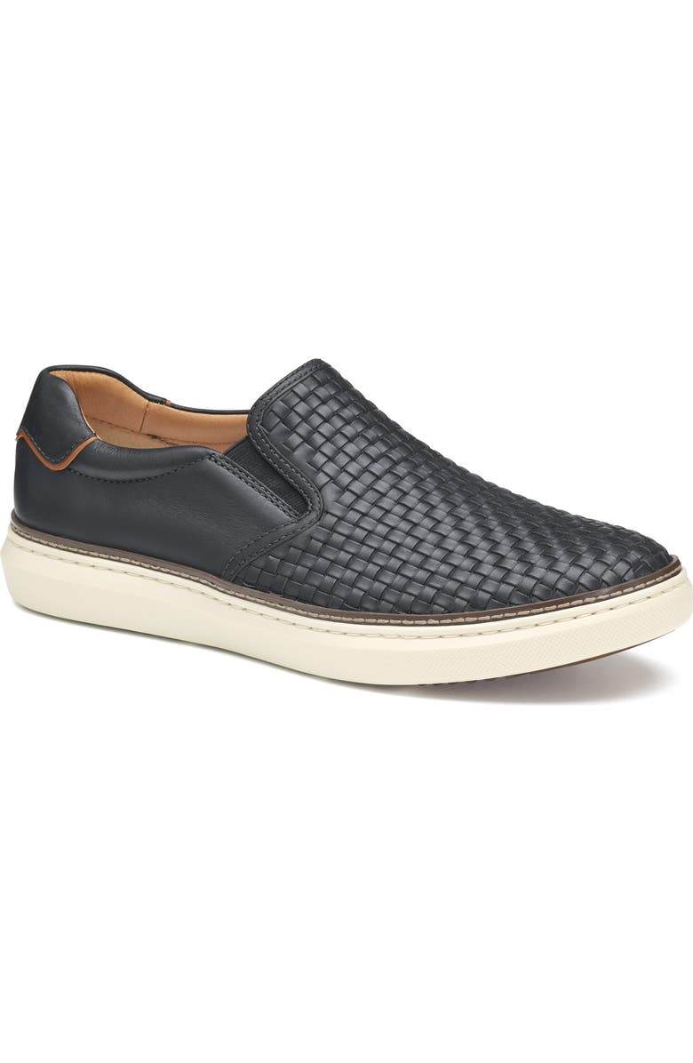 Johnston & Murphy McGuffey 2 Woven Slip-On Sneaker, Main, color, Black Woven Full Grain