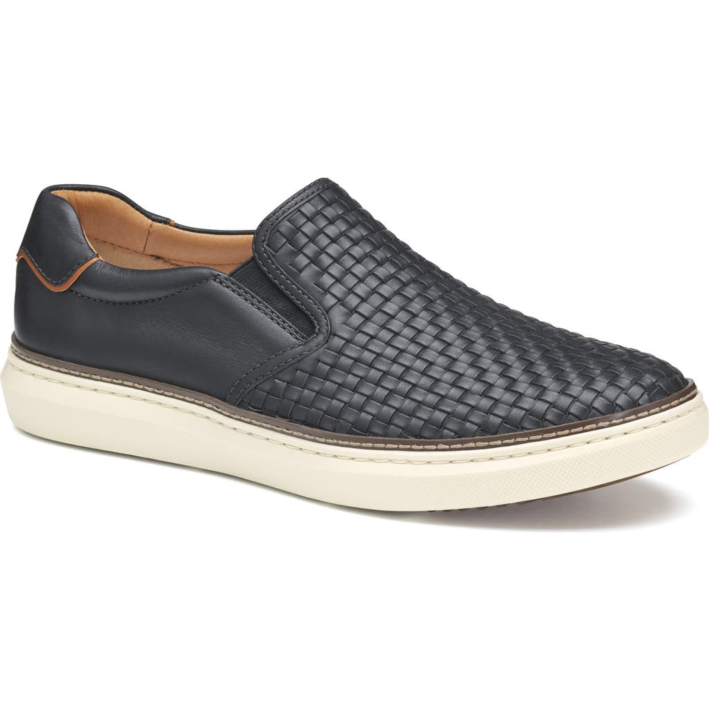 Johnston & Murphy Men's Mcguffey 2 Woven Slip On Sneaker In Black Woven Full Grain
