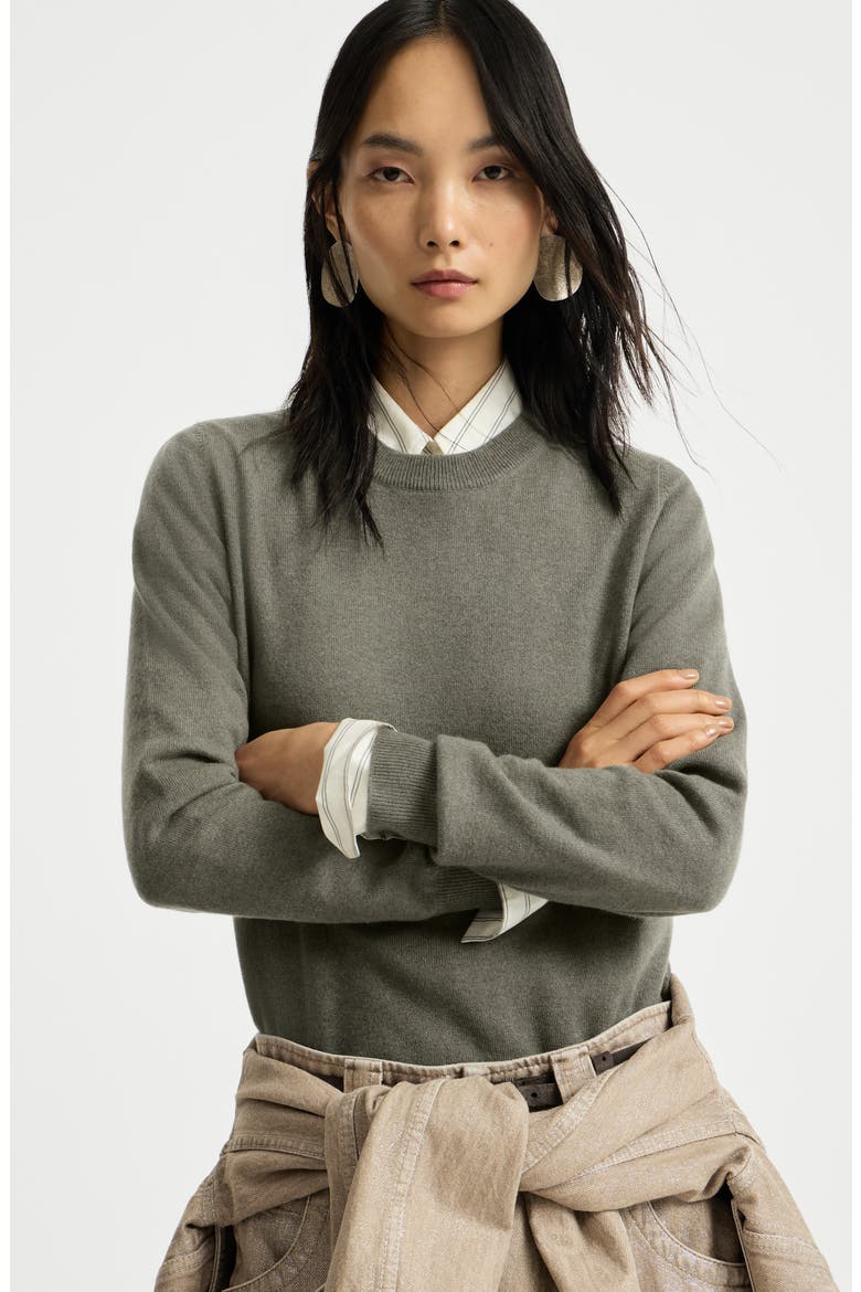 Cashmere sweater with monili, Alternate, color, Origano
