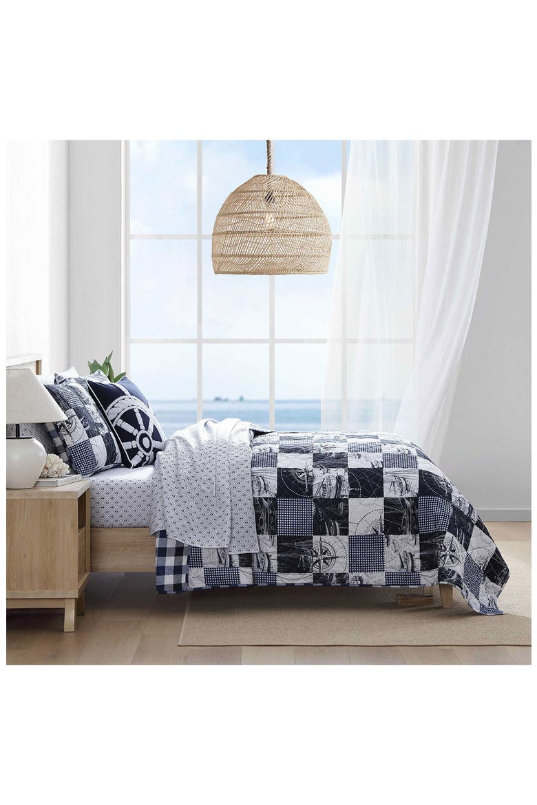 Sailors Patchwork Reversible Quilt Set, Alternate, color, CAPTAIN'S BLUE