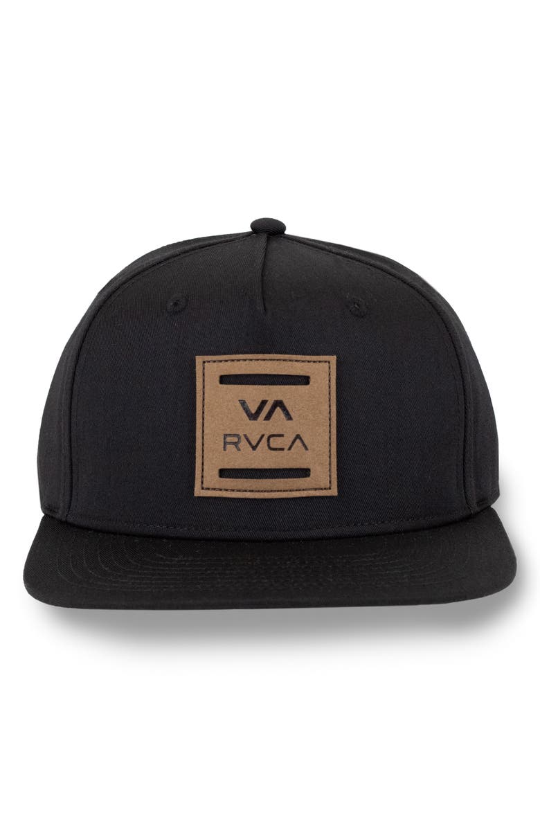 RVCA Standard Logo Patch Snapback Cap, Main, color, Black