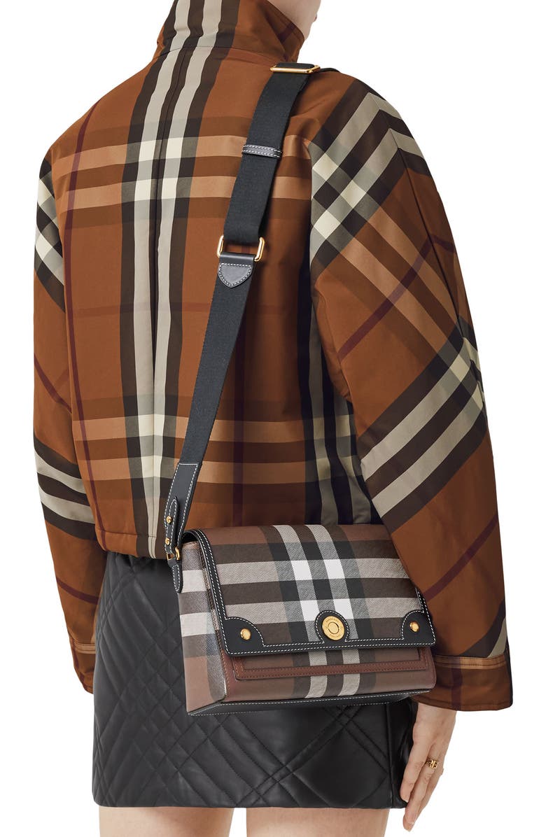 Burberry Medium Note Check & Leather Crossbody Bag, Alternate, color,