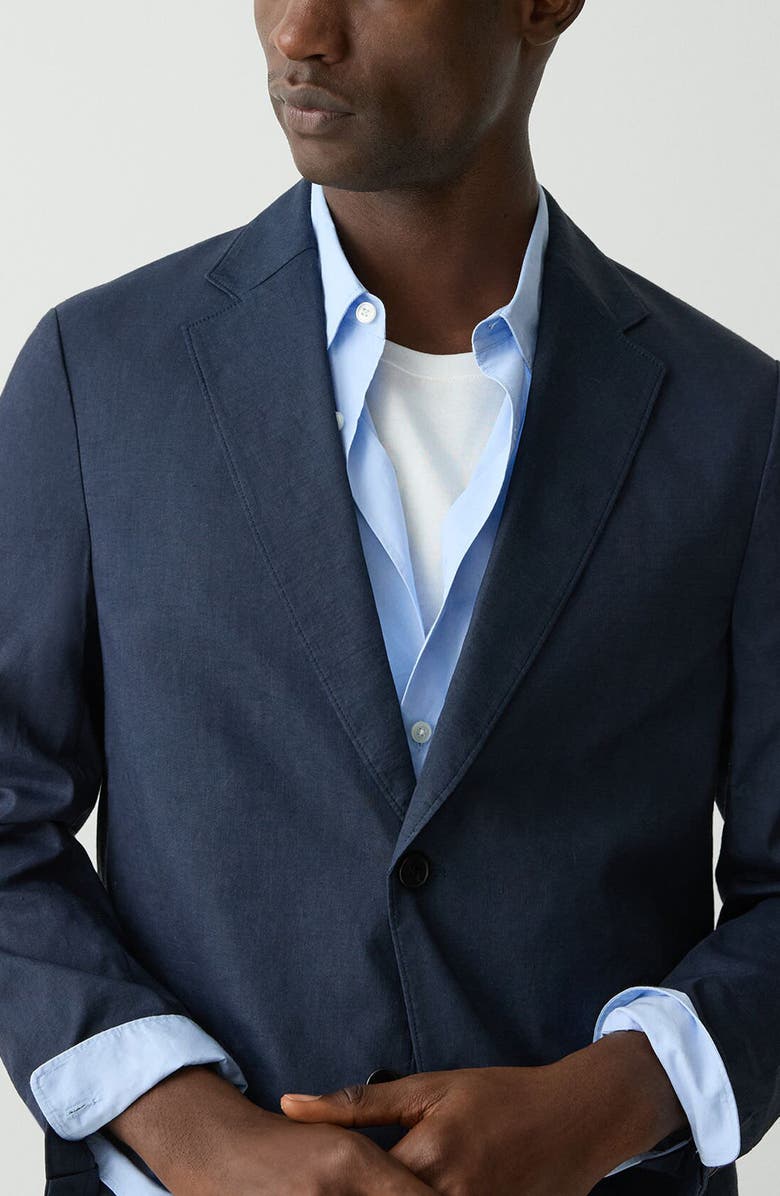 Theory Clinton Navy Stretch Linen Blend Sport Coat, Alternate, color, Eclipse