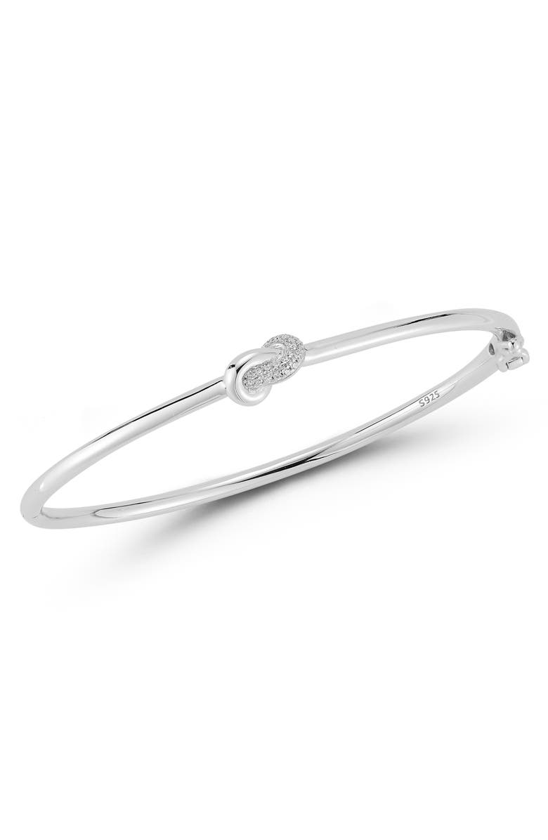 GLAZE JEWELRY Love Knot Cubic Zirconia Hinge Bracelet, Main, color, Silver