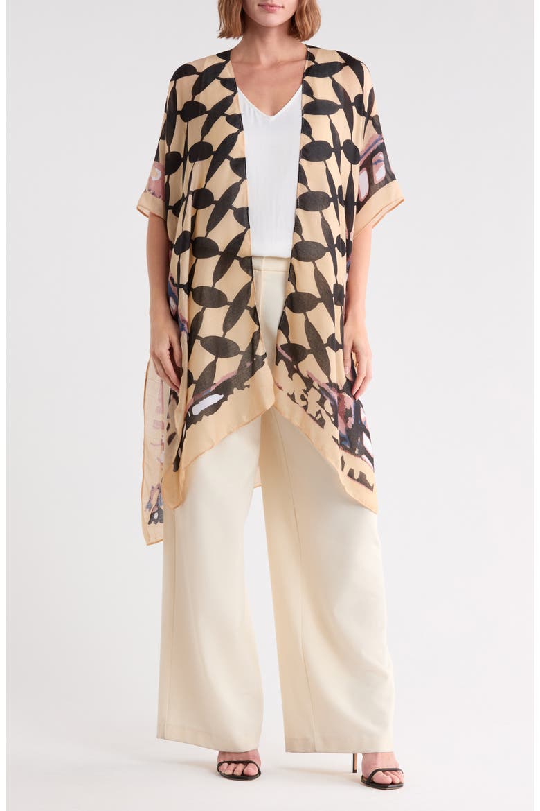 Print Ruana, Main, color, BEIGE