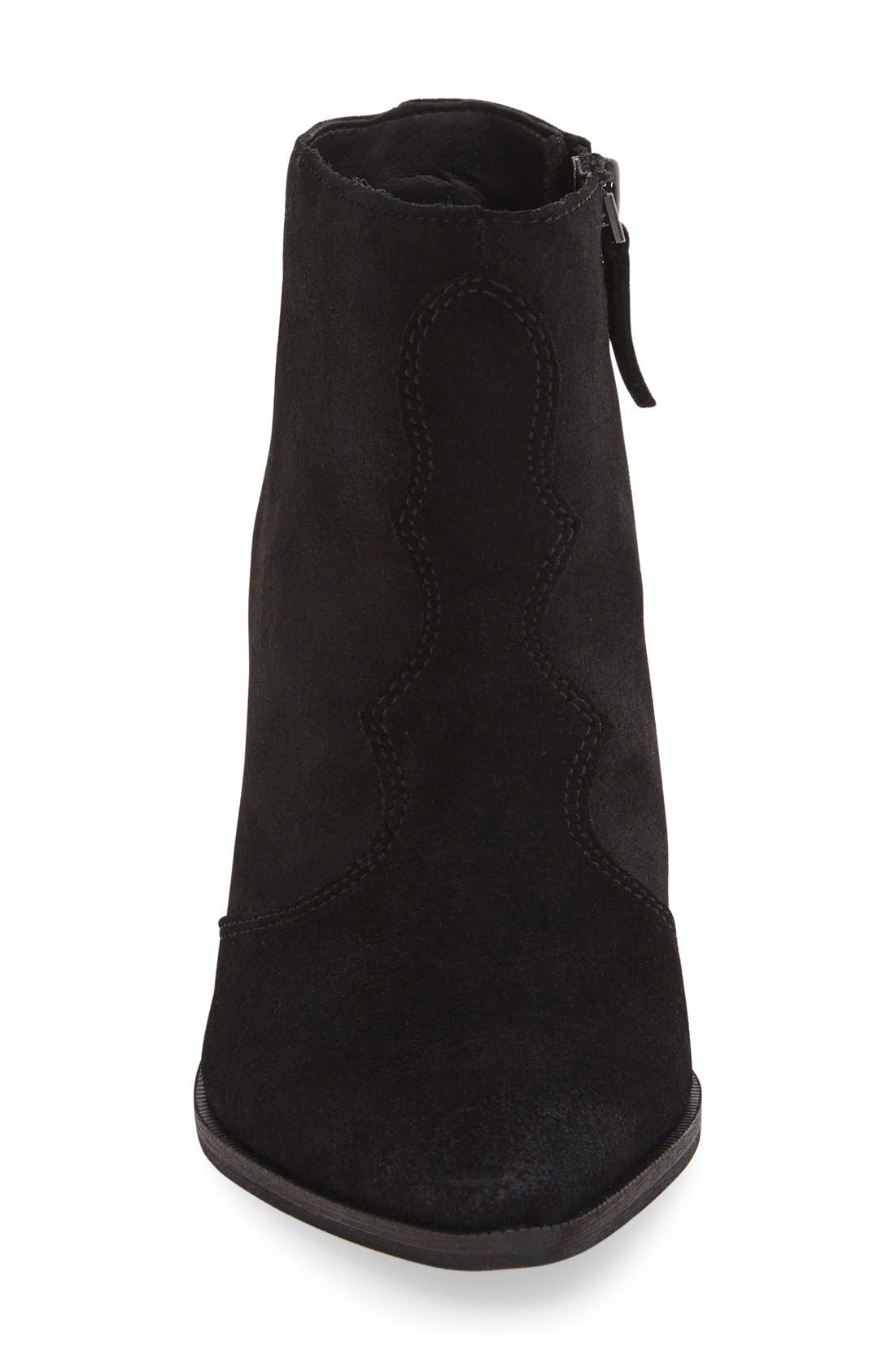 Block Heel Western Bootie, Alternate, color, BLACK SUEDE