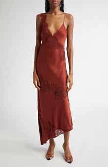 A.L.C. Stella Lace Asymmetric Satin Slipdress
